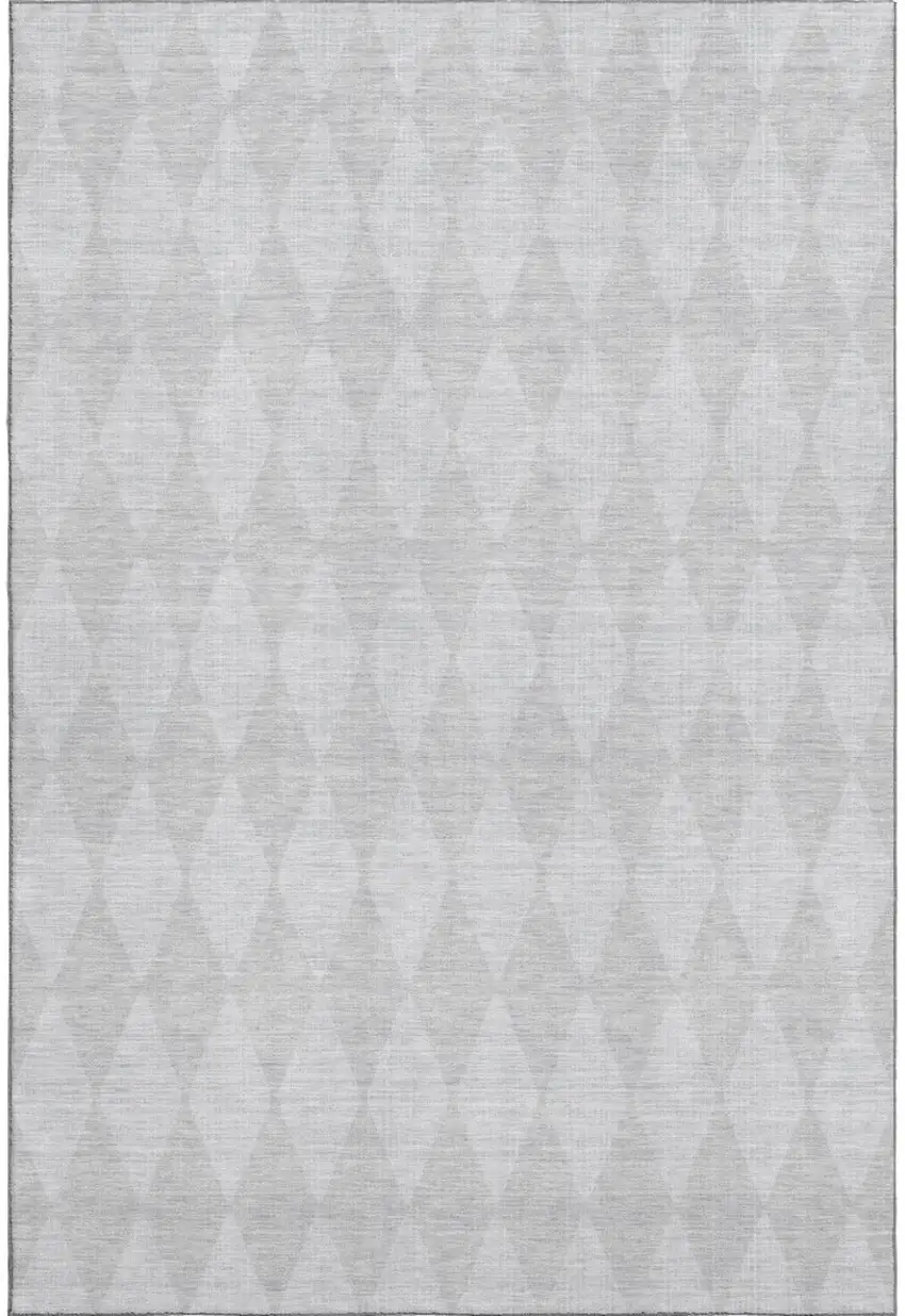 Pewter And Ivory Diamond Washable Area Rug With UV Protection Photo 1