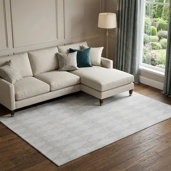 Pewter And Ivory Diamond Washable Area Rug With UV Protection Photo 1