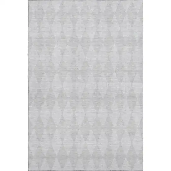Pewter And Ivory Diamond Washable Area Rug With UV Protection Photo 1
