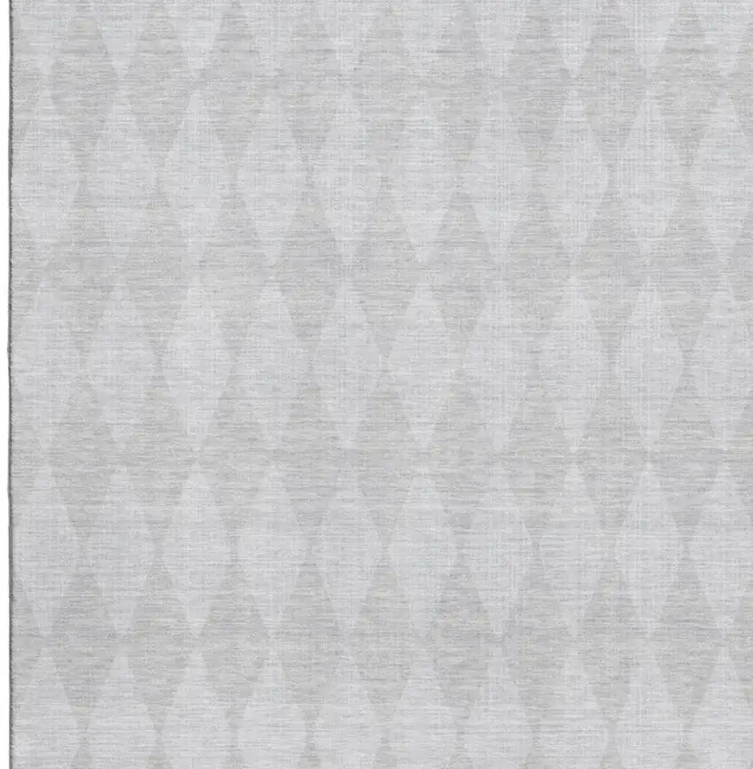 Pewter And Ivory Diamond Washable Area Rug With UV Protection Photo 4