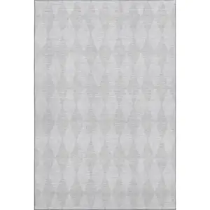 Photo of Pewter And Ivory Diamond Washable Area Rug With UV Protection