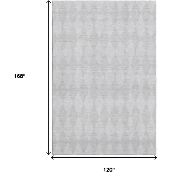 Pewter And Ivory Diamond Washable Area Rug With UV Protection Photo 9