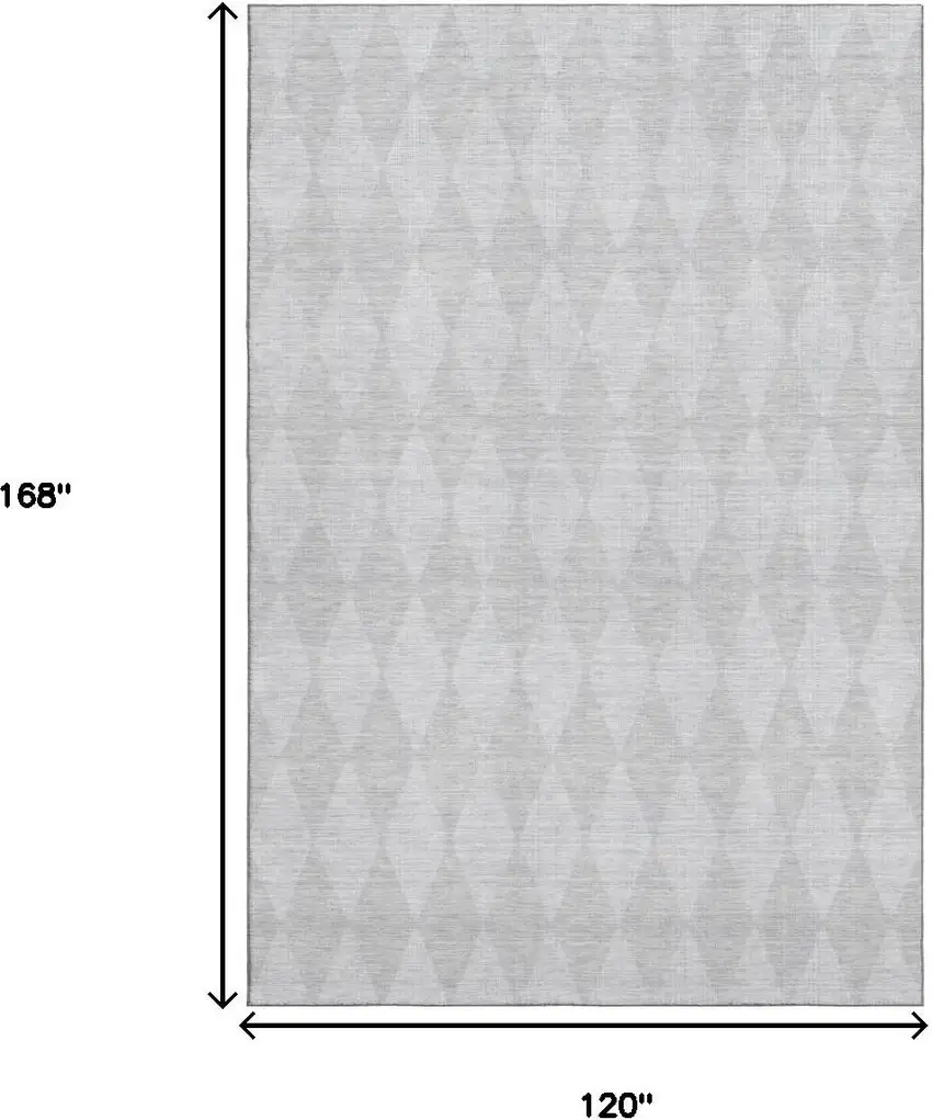 Pewter And Ivory Diamond Washable Area Rug With UV Protection Photo 9