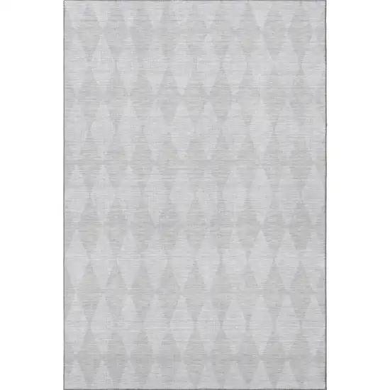 Pewter And Ivory Diamond Washable Area Rug With UV Protection Photo 4
