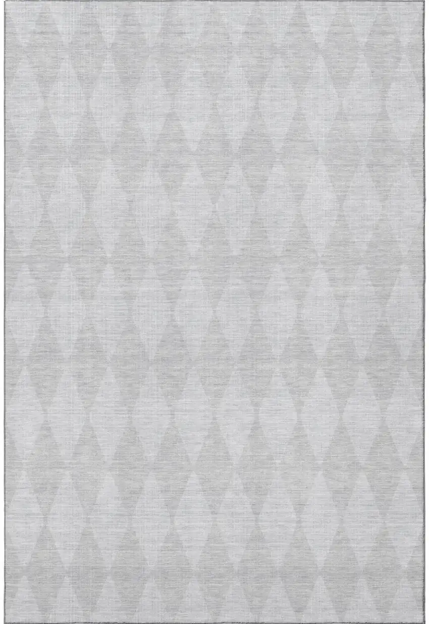 Pewter And Ivory Diamond Washable Area Rug With UV Protection Photo 4