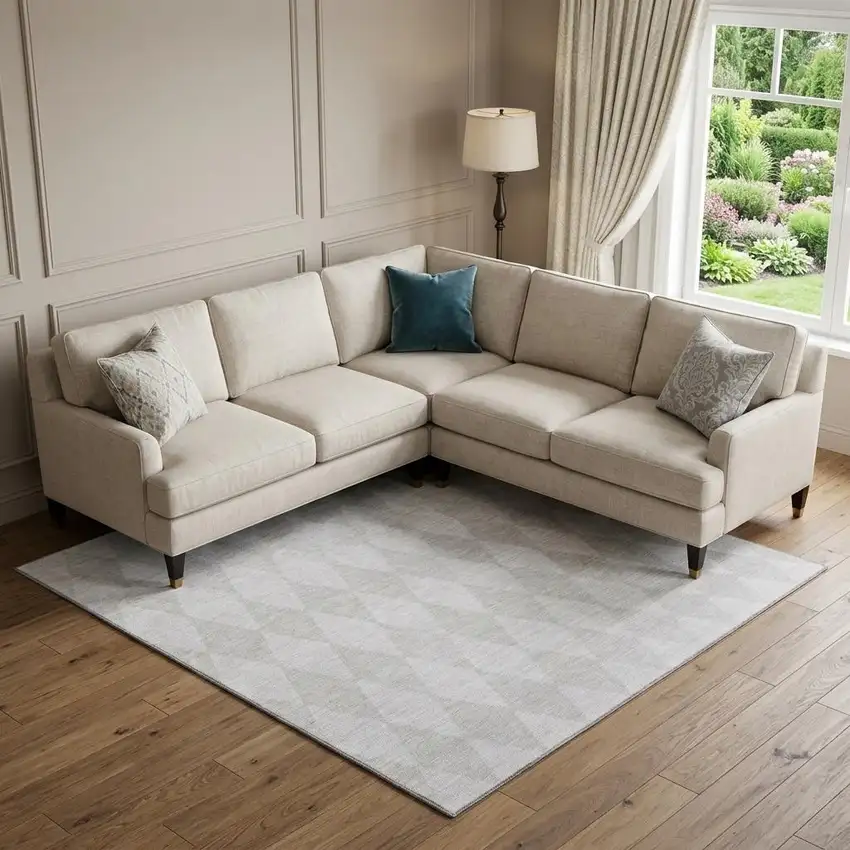 Pewter And Ivory Diamond Washable Area Rug With UV Protection Photo 1