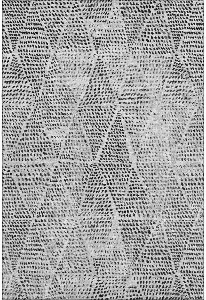 Pewter And Ivory Diamond Washable Area Rug With UV Protection Photo 1