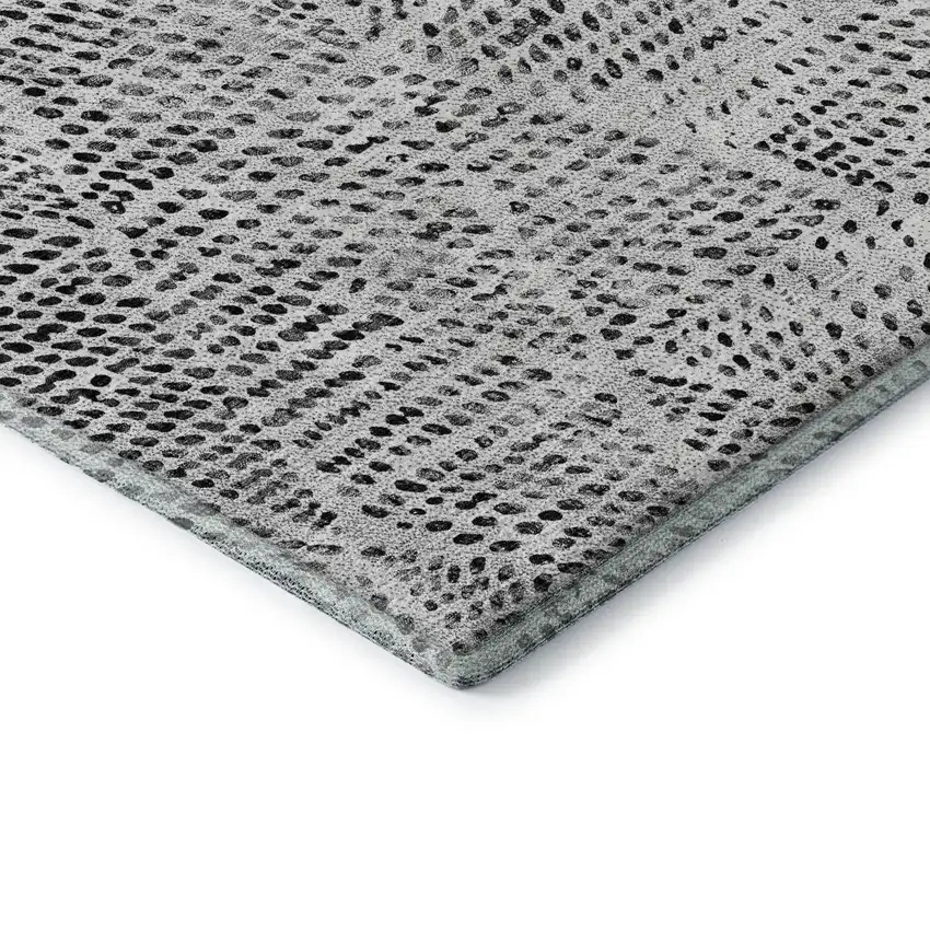 Pewter And Ivory Diamond Washable Area Rug With UV Protection Photo 7
