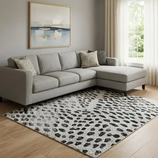 Pewter And Ivory Diamond Washable Area Rug With UV Protection Photo 2