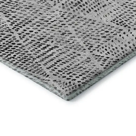 Pewter And Ivory Diamond Washable Area Rug With UV Protection Photo 6