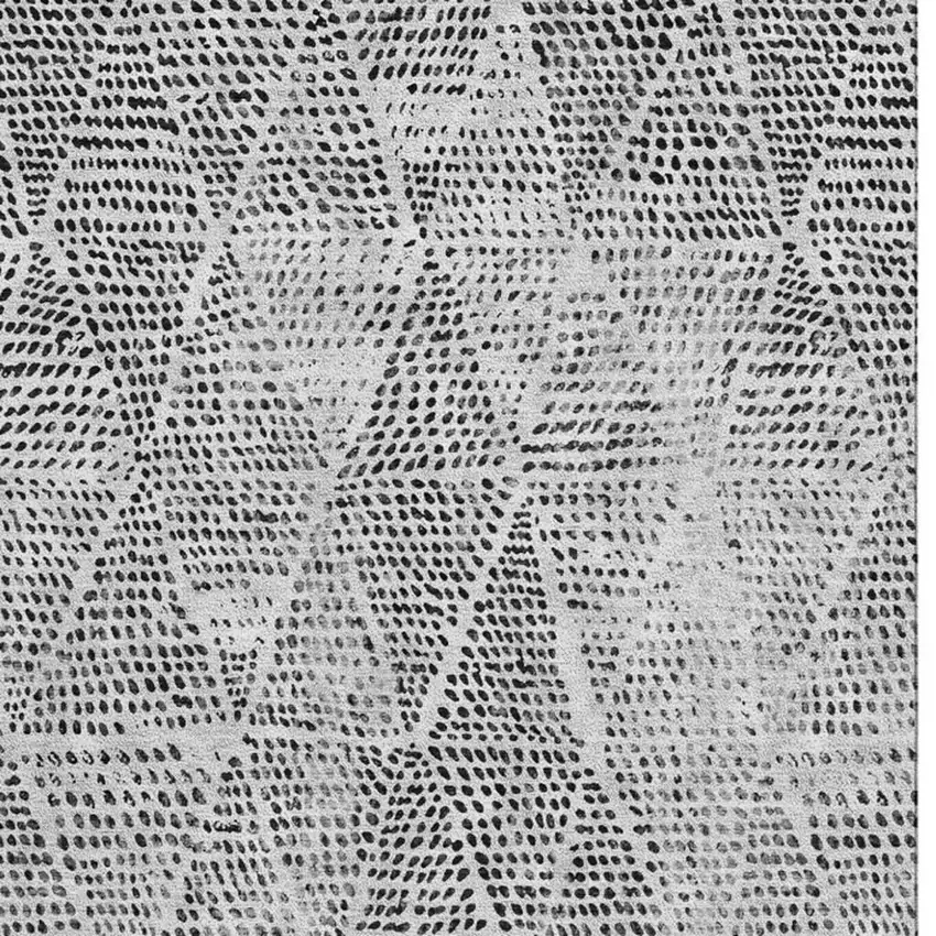 Pewter And Ivory Diamond Washable Area Rug With UV Protection Photo 4