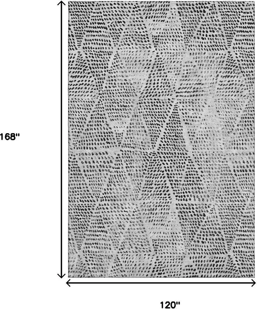 Pewter And Ivory Diamond Washable Area Rug With UV Protection Photo 7