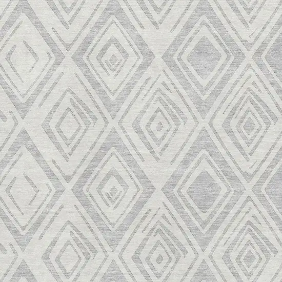 Pewter And Ivory Diamond Washable Area Rug With UV Protection Photo 3