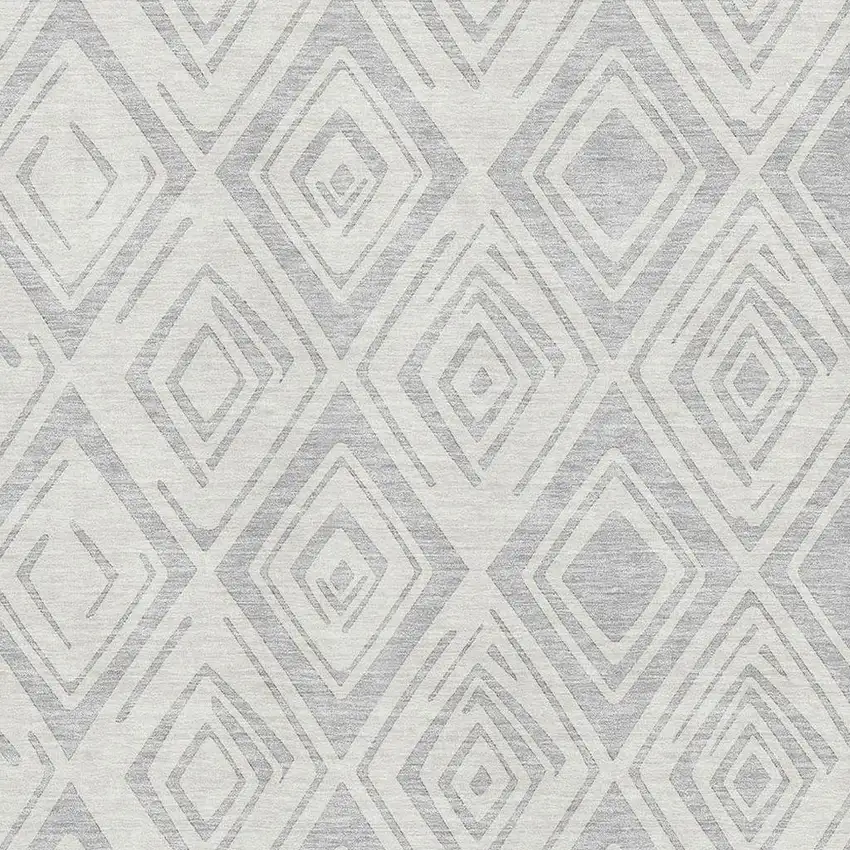 Pewter And Ivory Diamond Washable Area Rug With UV Protection Photo 3