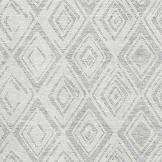 Pewter And Ivory Diamond Washable Area Rug With UV Protection Photo 3