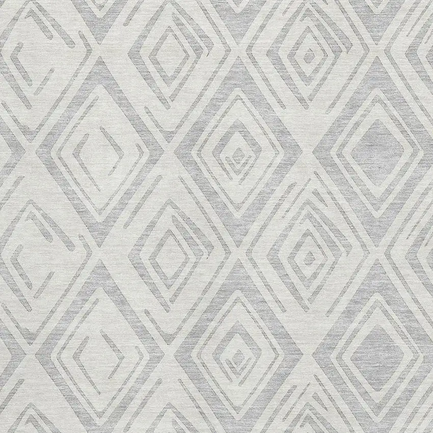 Pewter And Ivory Diamond Washable Area Rug With UV Protection Photo 3