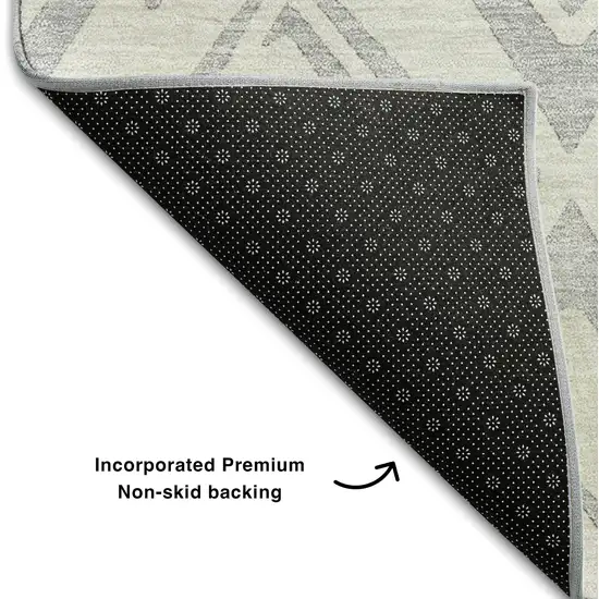 Pewter And Ivory Diamond Washable Area Rug With UV Protection Photo 7