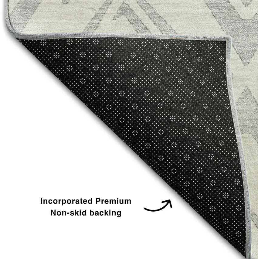 Pewter And Ivory Diamond Washable Area Rug With UV Protection Photo 7