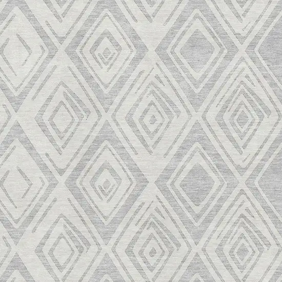 Pewter And Ivory Diamond Washable Area Rug With UV Protection Photo 3