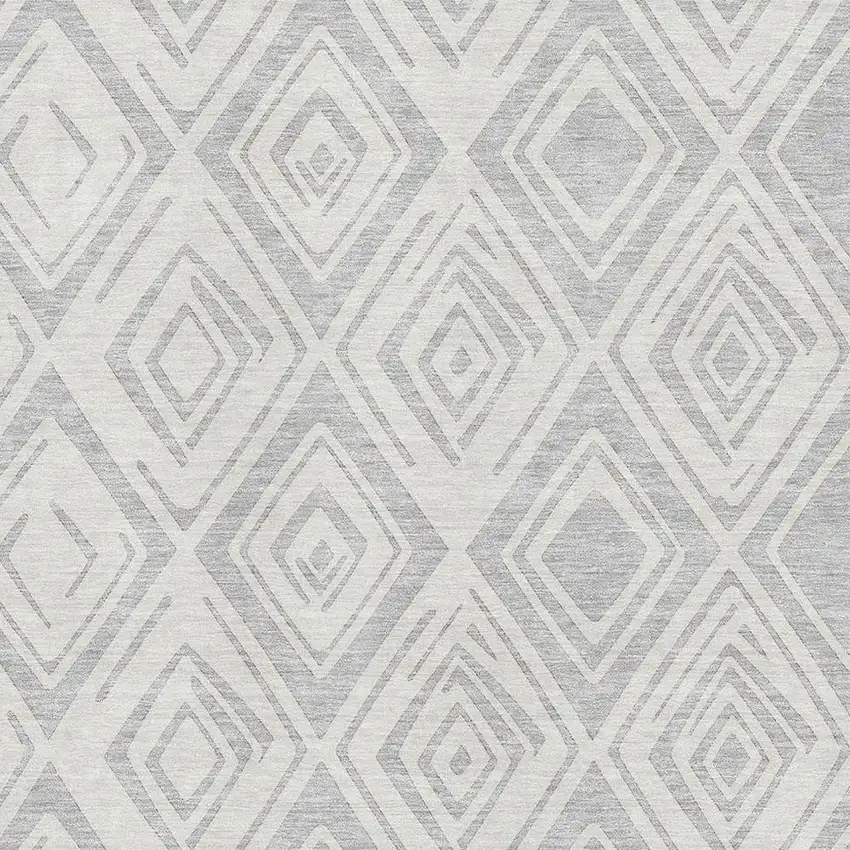 Pewter And Ivory Diamond Washable Area Rug With UV Protection Photo 3