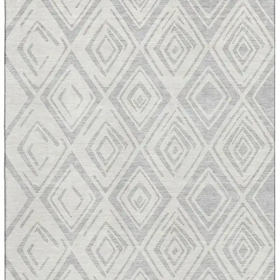 Pewter And Ivory Diamond Washable Area Rug With UV Protection Photo 4