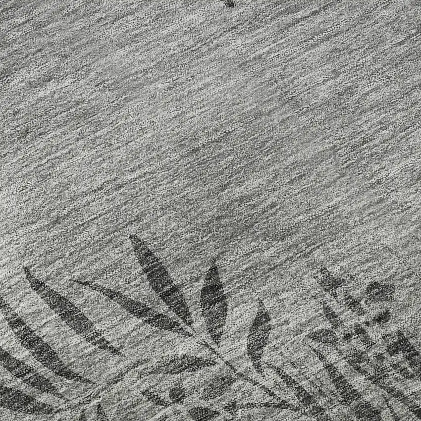 Pewter And Ivory Floral Washable Area Rug With UV Protection Photo 9