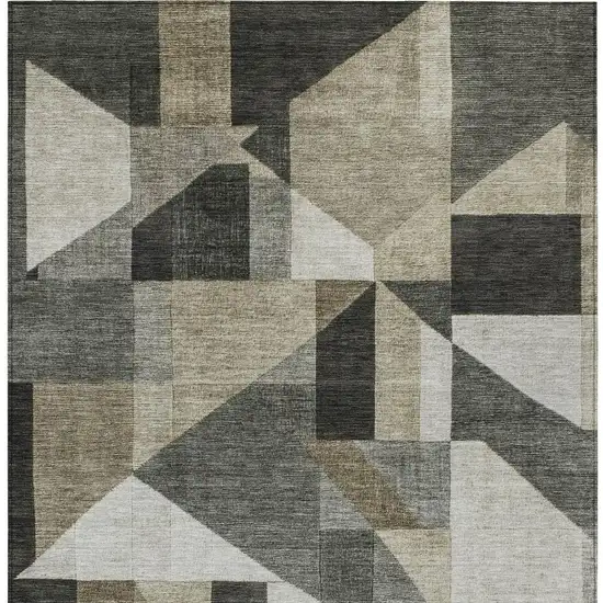 Pewter And Ivory Geometric Washable Indoor Outdoor Area Rug Photo 3