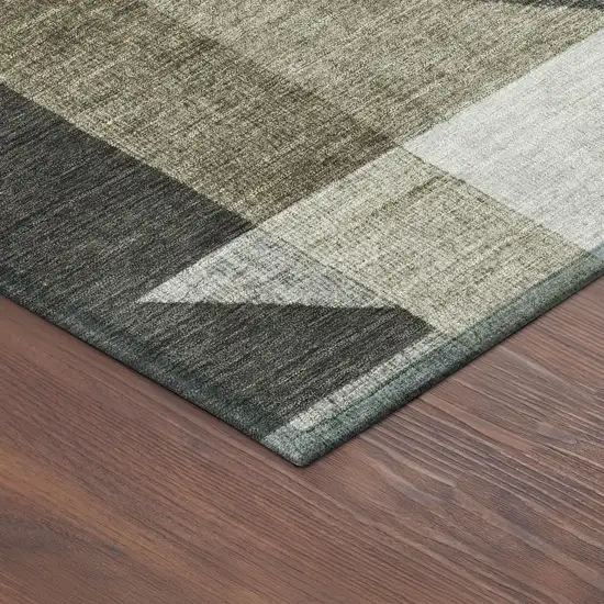 Pewter And Ivory Geometric Washable Indoor Outdoor Area Rug Photo 9