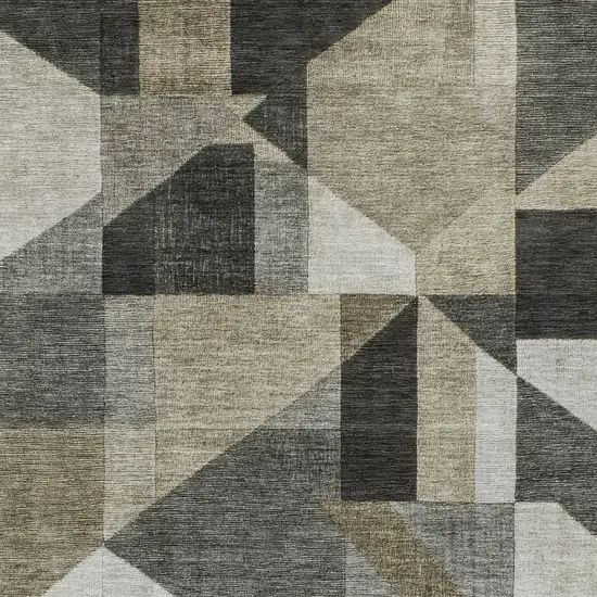 Pewter And Ivory Geometric Washable Indoor Outdoor Area Rug Photo 2