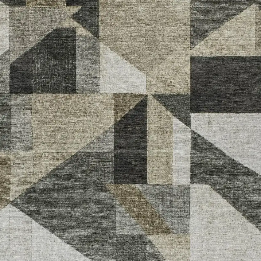 Pewter And Ivory Geometric Washable Indoor Outdoor Area Rug Photo 2