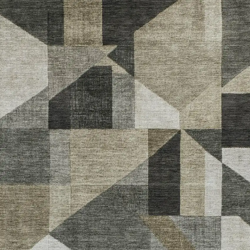 Pewter And Ivory Geometric Washable Indoor Outdoor Area Rug Photo 2