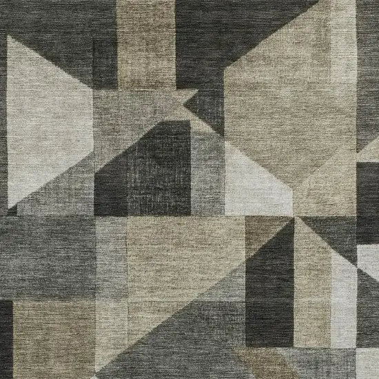 Pewter And Ivory Geometric Washable Indoor Outdoor Area Rug Photo 2