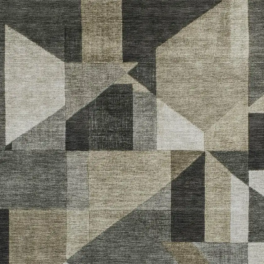 Pewter And Ivory Geometric Washable Indoor Outdoor Area Rug Photo 2