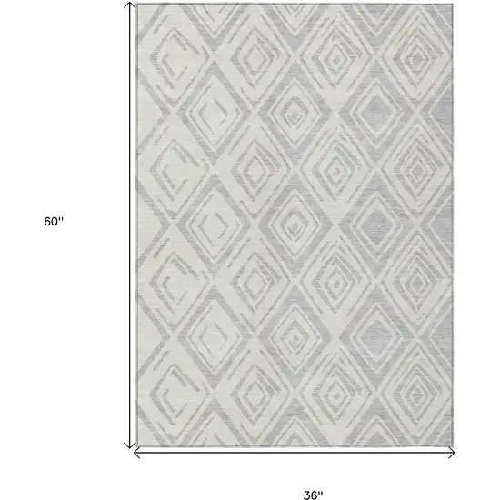 Pewter And Ivory Geometric Washable Indoor Outdoor Area Rug Photo 9