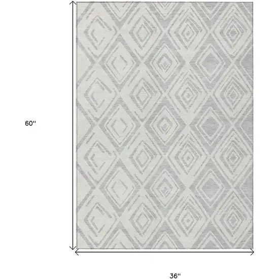 Pewter And Ivory Geometric Washable Indoor Outdoor Area Rug Photo 9