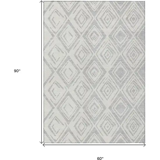 Pewter And Ivory Geometric Washable Indoor Outdoor Area Rug Photo 3