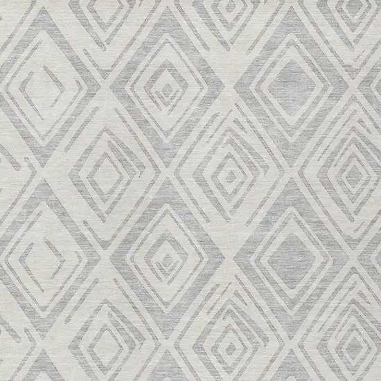 Pewter And Ivory Geometric Washable Indoor Outdoor Area Rug Photo 4