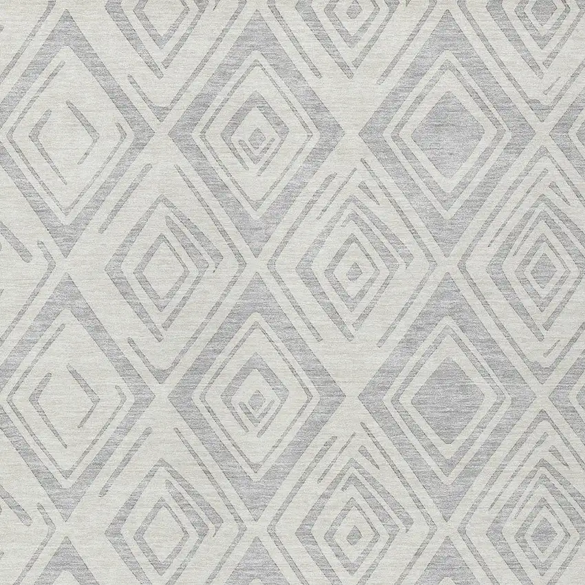 Pewter And Ivory Geometric Washable Indoor Outdoor Area Rug Photo 4