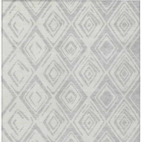 Pewter And Ivory Geometric Washable Indoor Outdoor Area Rug Photo 5