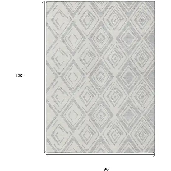 Pewter And Ivory Geometric Washable Indoor Outdoor Area Rug Photo 9