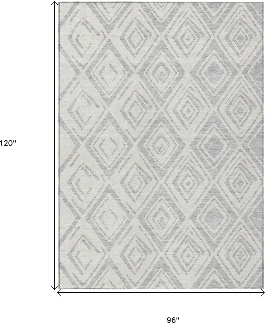 Pewter And Ivory Geometric Washable Indoor Outdoor Area Rug Photo 9