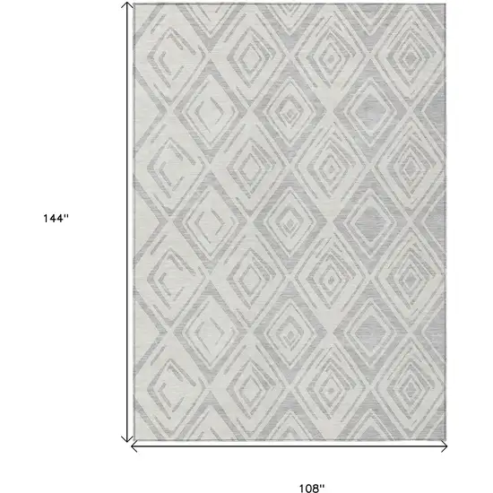 Pewter And Ivory Geometric Washable Indoor Outdoor Area Rug Photo 9