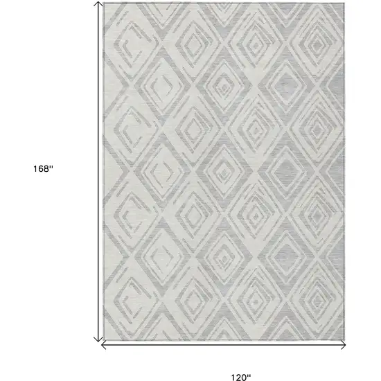 Pewter And Ivory Geometric Washable Indoor Outdoor Area Rug Photo 9