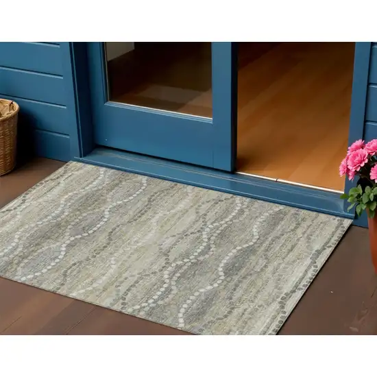 Pewter And Ivory Ogee Washable Indoor Outdoor Area Rug Photo 2
