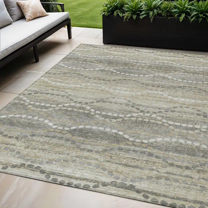 Pewter And Ivory Ogee Washable Indoor Outdoor Area Rug Photo 2