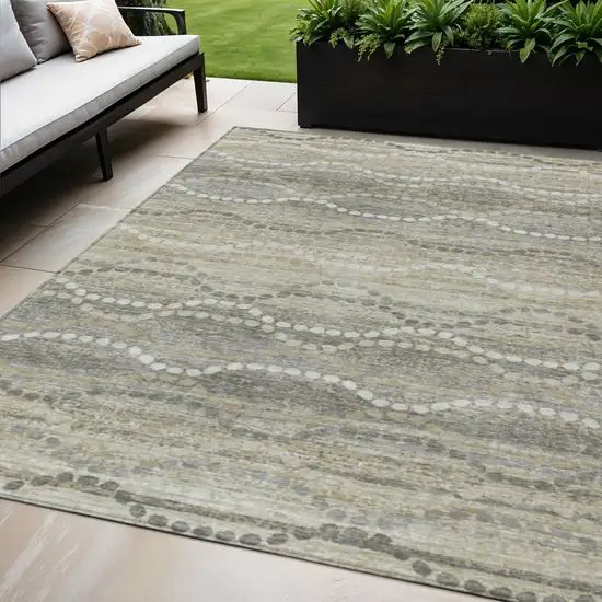 Pewter And Ivory Ogee Washable Indoor Outdoor Area Rug Photo 2