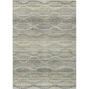Photo of Pewter And Ivory Ogee Washable Indoor Outdoor Area Rug