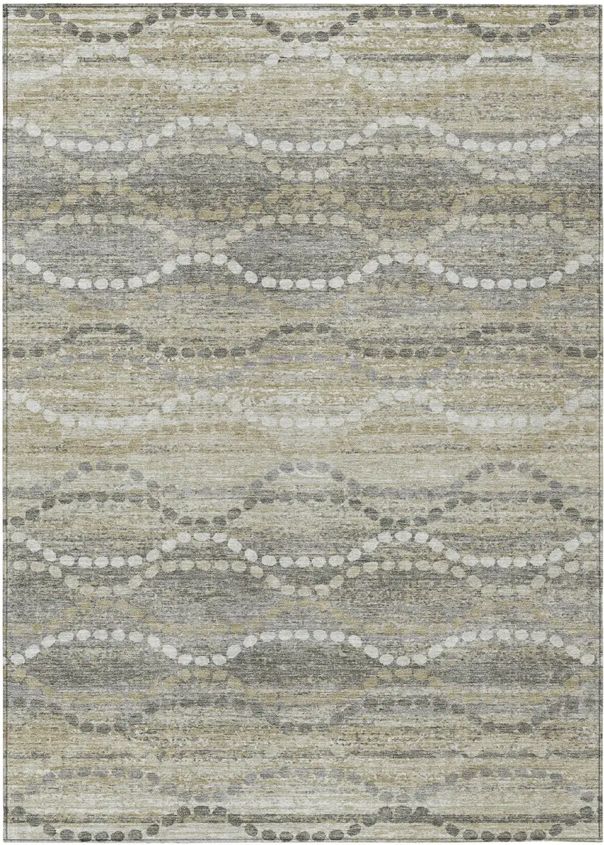 Pewter And Ivory Ogee Washable Indoor Outdoor Area Rug Photo 1