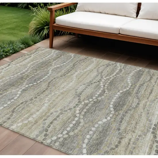 Pewter And Ivory Ogee Washable Indoor Outdoor Area Rug Photo 2