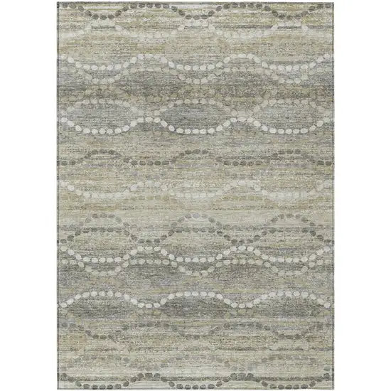 Pewter And Ivory Ogee Washable Indoor Outdoor Area Rug Photo 1